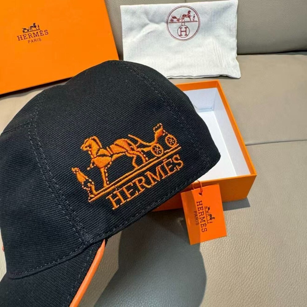 Hermès H Logo Black Cotton Baseball Cap - Picture 7 of 8